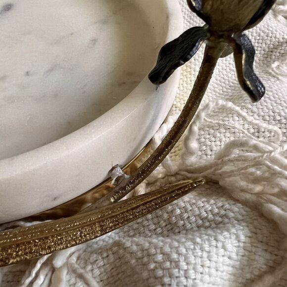 Michael Aram Black Iris Trinket Tray Brass Marble NEW - Picture 3 of 11